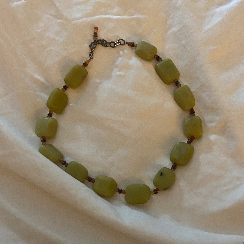 Boho Green Beaded Necklace